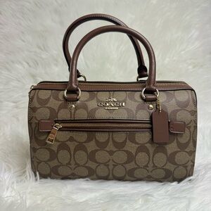 Coach Rowan Satchel 83607 Khaki Bright Violet